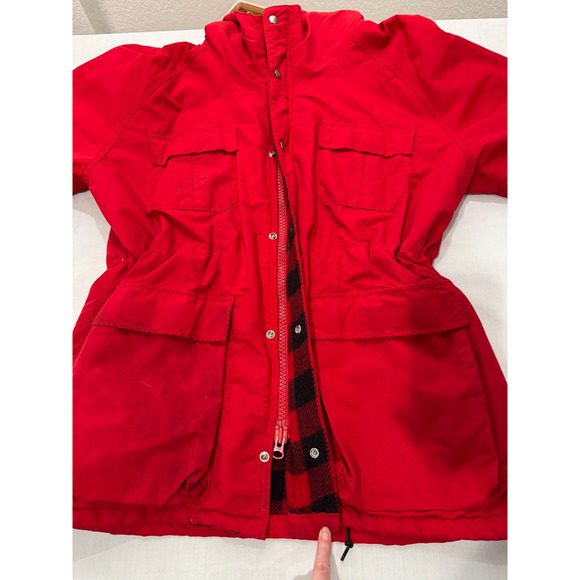 Vintage LL Bean Baxter State Parka Jacket Large Red Buffalo Freeport Maine Hood - Picture 10 of 14
